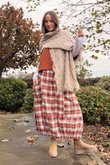 Roberta Plaid Brushed Cotton Balloon Hem Skirt Amber
